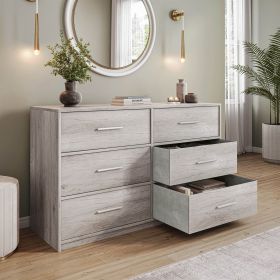 6-Drawer Dresser with Large Fabric Drawers, Grey