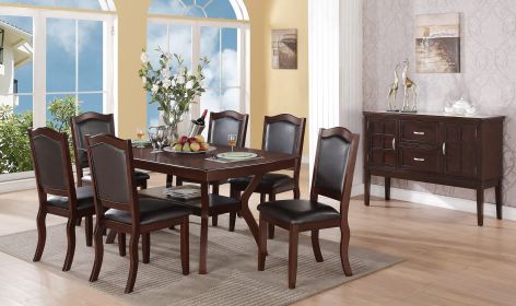 Formal Look Dining Table w Shelve And 6x Side Chairs Solidwood Espresso Finish 7pc Set Dining Room Furniture