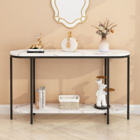 [Replace code:31283576]Console Table 2 Tier Narrow Entryway Table with Storage Shelves Faux Marble Narrow Table for Living Bedroom Hallway Office