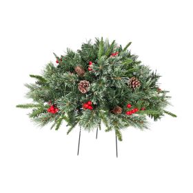 2FT Outdoor Artificial Christmas Tree Urn Filler, 24 Inch Small Xmas Tree With Pine Cones And Red Berries, Full Pre-Decorated Unlit Holiday Tree (Option: 20inch)
