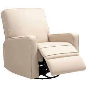 Manual Recliner Chair For Adults With Thick Cushion, Breathable Fabric Glider Rocking Chair For Living Room, Beige (Color: Beige)