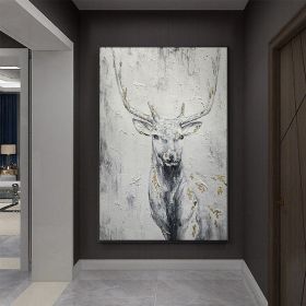 Hand Painted Oil Painting Hand Painted Rich Deer Oil Painting On Canvas Animal Pattern Decorative Painting Classical Porch Mural Handmade Art Liv (style: 01, size: 150x220cm)